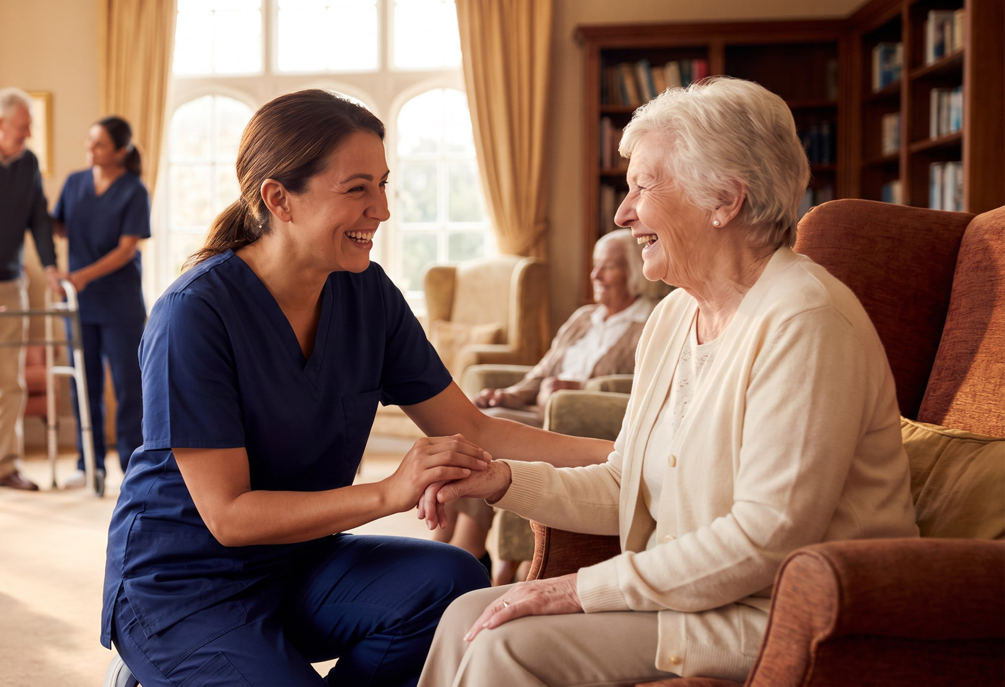 Caregiver assisting senior