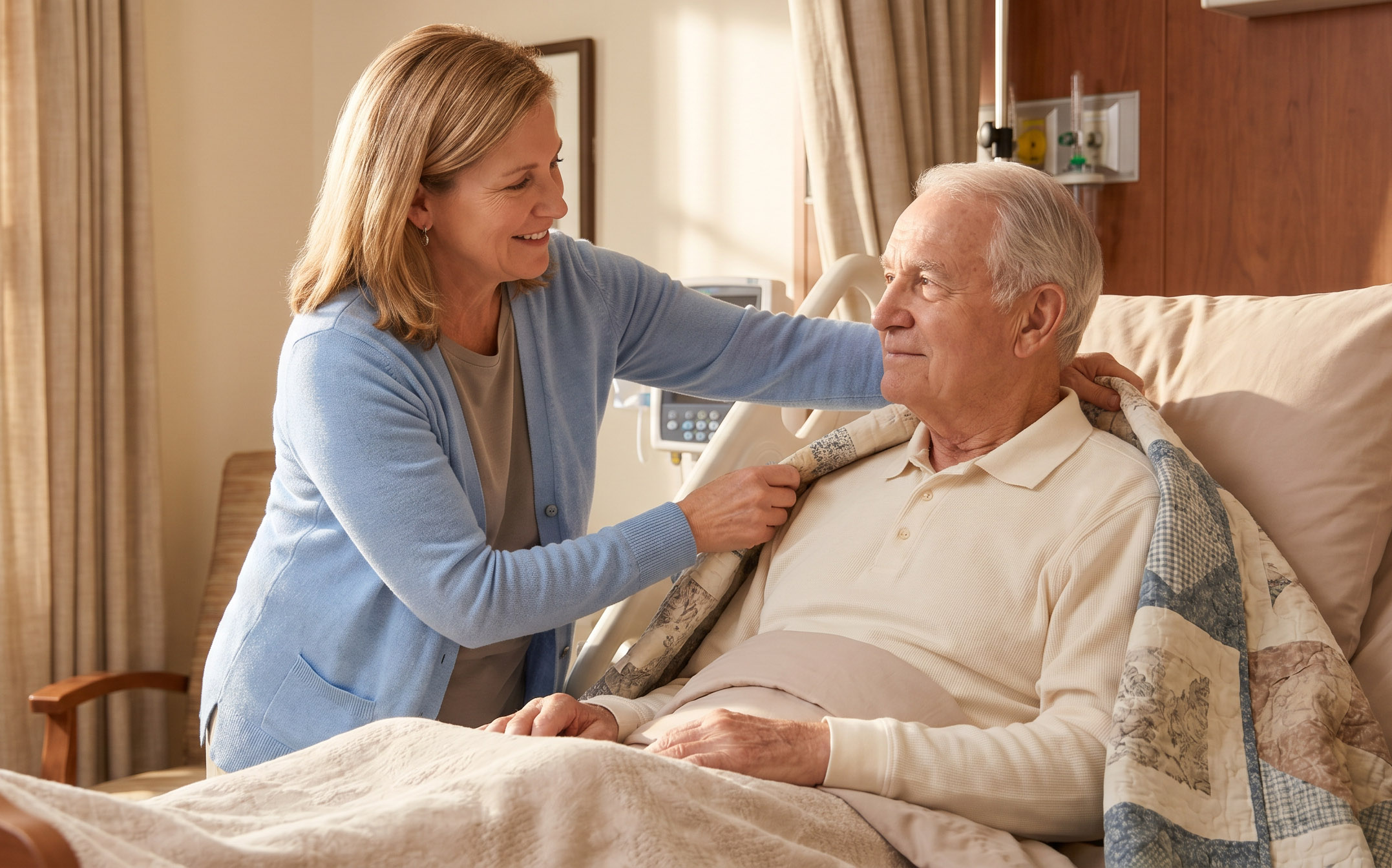 Smiling caregiver with senior